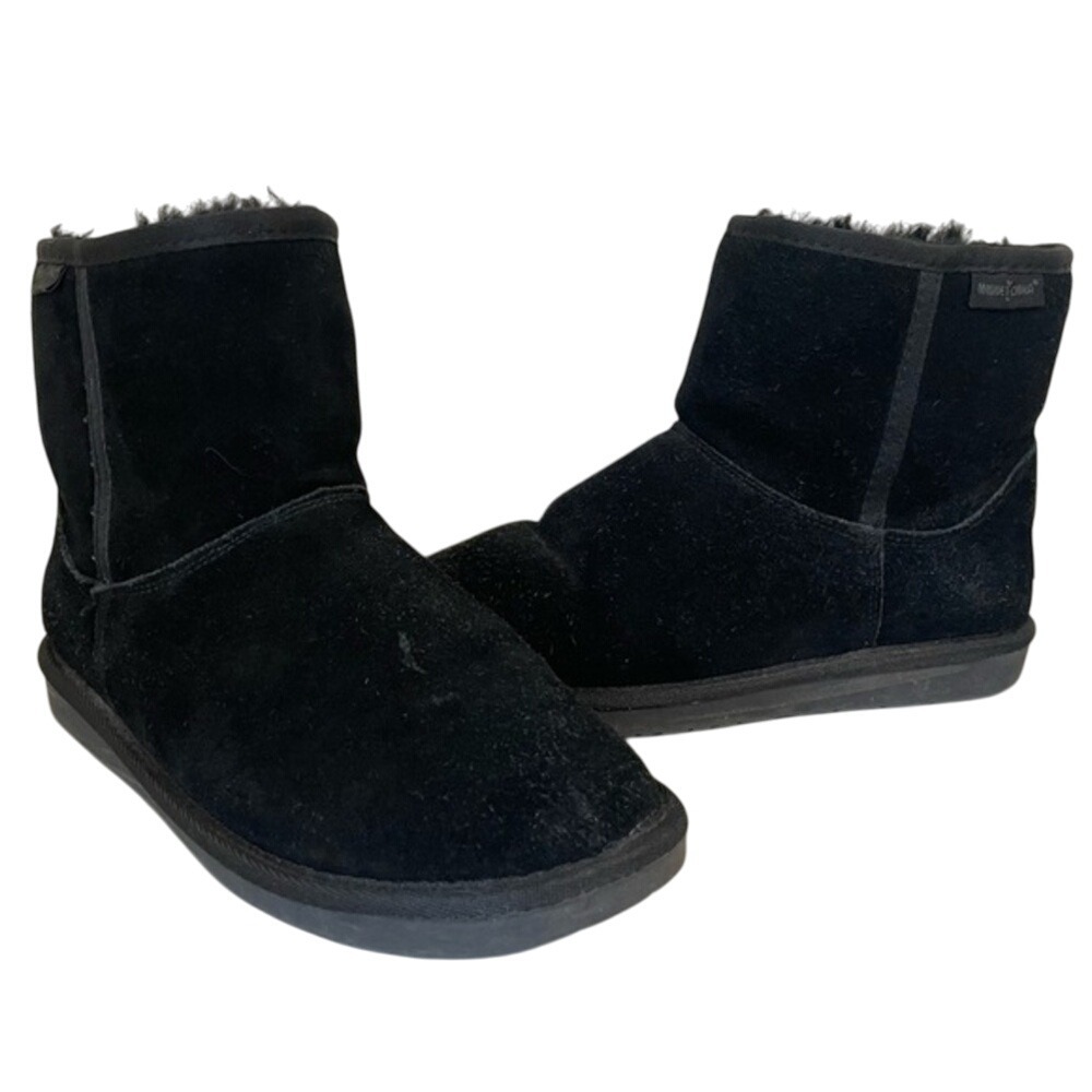Minnetonka Suede Ankle Boots Winter Warm Black Boots Size 8